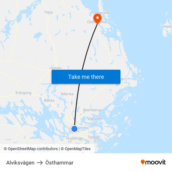 Alviksvägen to Östhammar map