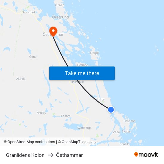 Granlidens Koloni to Östhammar map