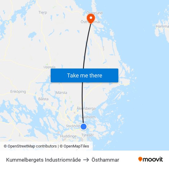 Kummelbergets Industriområde to Östhammar map