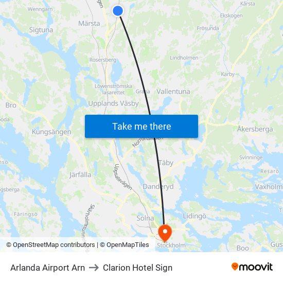 Arlanda Airport Arn to Clarion Hotel Sign map