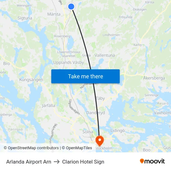 Arlanda Airport Arn to Clarion Hotel Sign map