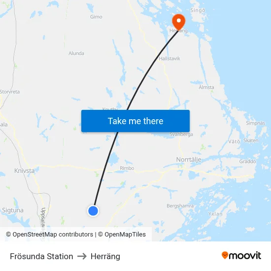 Frösunda Station to Herräng map
