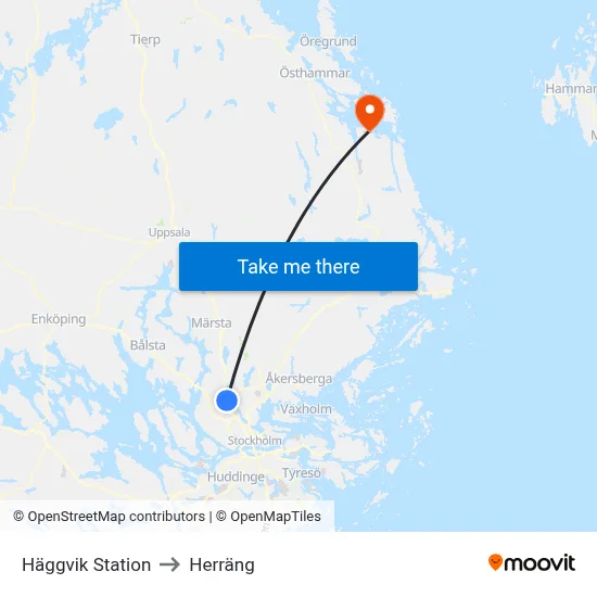 Häggvik Station to Herräng map