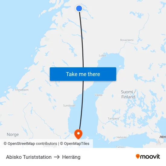 Abisko Turiststation to Herräng map