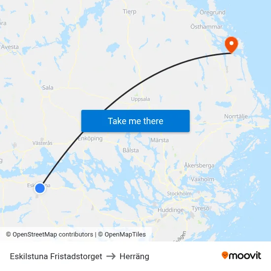 Eskilstuna Fristadstorget to Herräng map