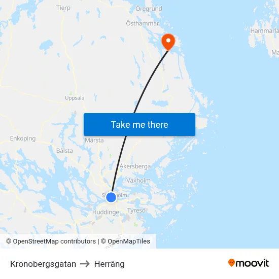 Kronobergsgatan to Herräng map