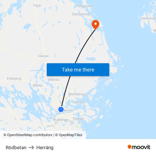 Rödbetan to Herräng map