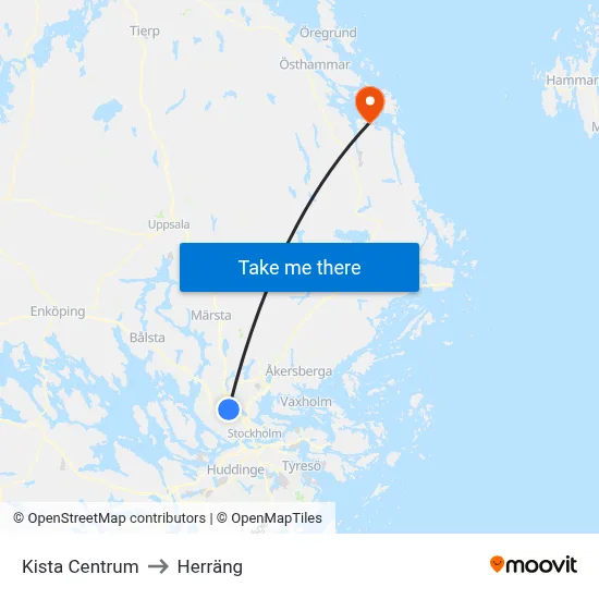 Kista Centrum to Herräng map