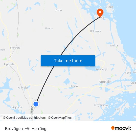 Brovägen to Herräng map