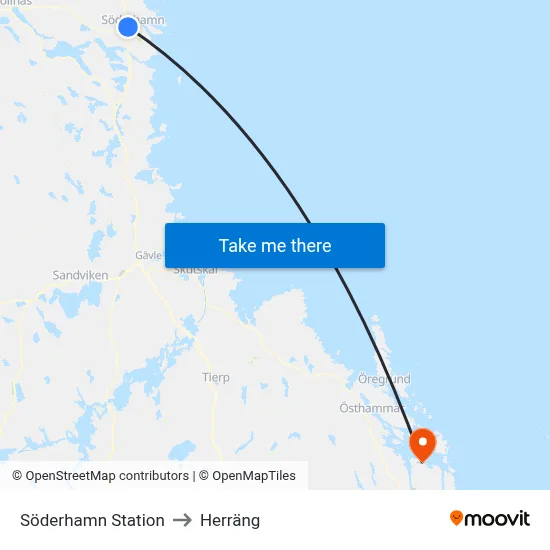 Söderhamn Station to Herräng map