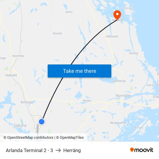 Arlanda Terminal 2 - 3 to Herräng map