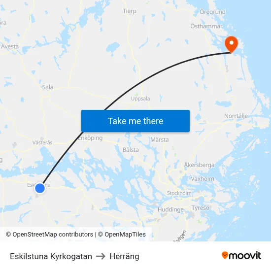 Eskilstuna Kyrkogatan to Herräng map