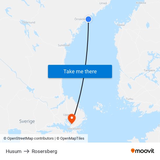 Husum to Rosersberg map