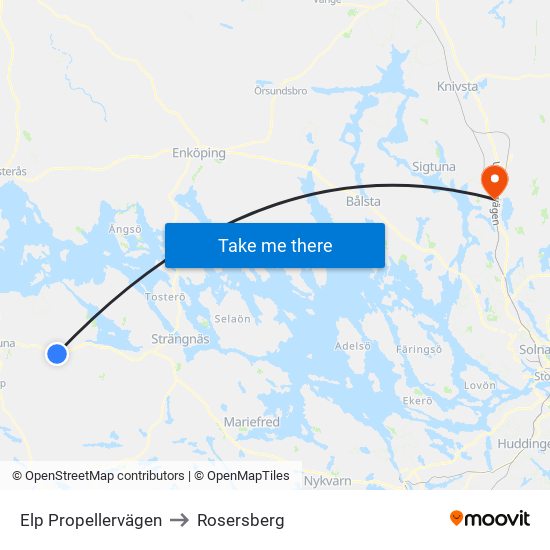 Elp Propellervägen to Rosersberg map