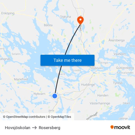 Hovsjöskolan to Rosersberg map