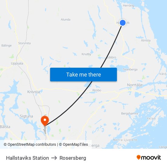 Hallstaviks Station to Rosersberg map