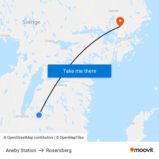 Aneby Station to Rosersberg map