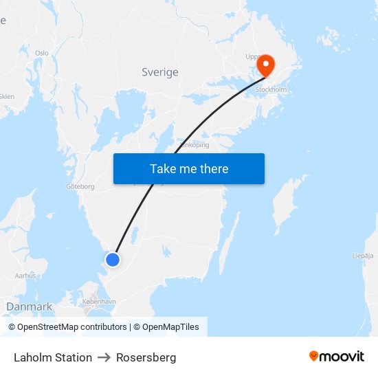 Laholm Station to Rosersberg map