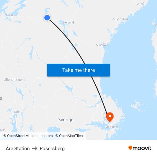 Åre Station to Rosersberg map