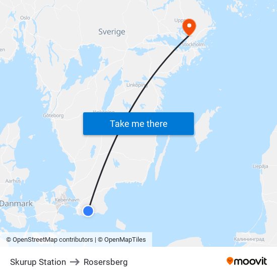 Skurup Station to Rosersberg map