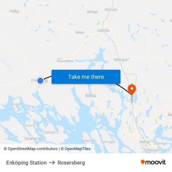 Enköping Station to Rosersberg map