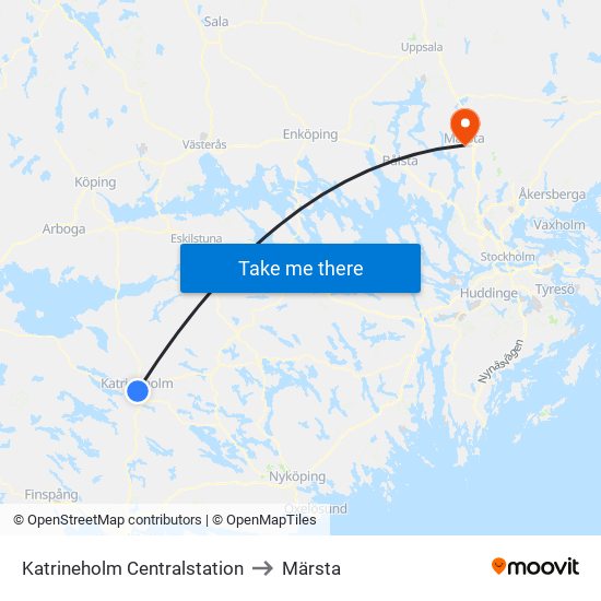 Katrineholm Centralstation to Märsta map