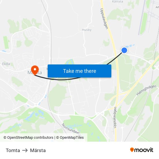 Tomta to Märsta map