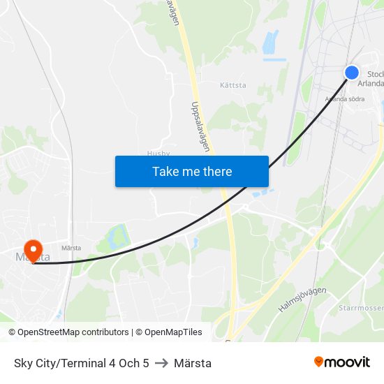 Sky City/Terminal 4 Och 5 to Märsta map