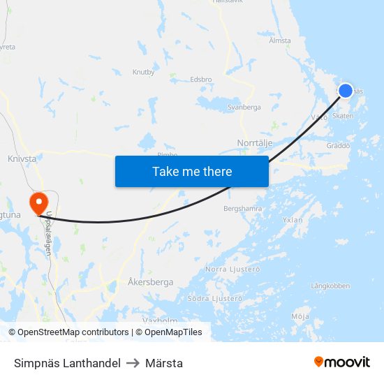 Simpnäs Lanthandel to Märsta map
