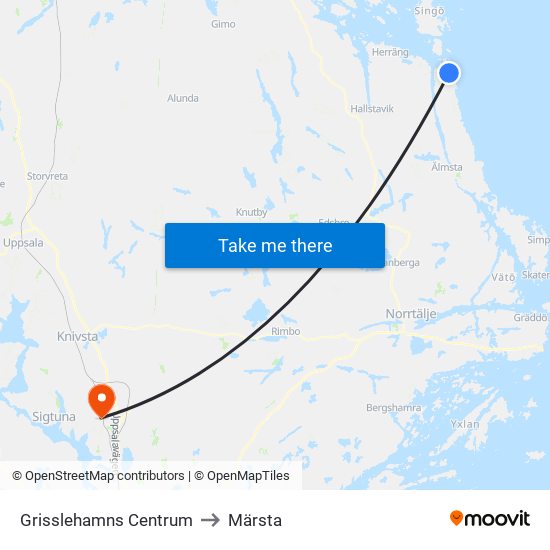 Grisslehamns Centrum to Märsta map