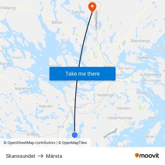 Skanssundet to Märsta map