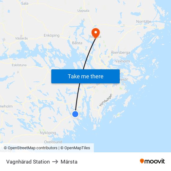 Vagnhärad Station to Märsta map