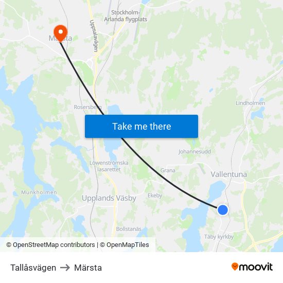 Tallåsvägen to Märsta map