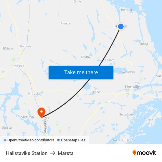 Hallstaviks Station to Märsta map