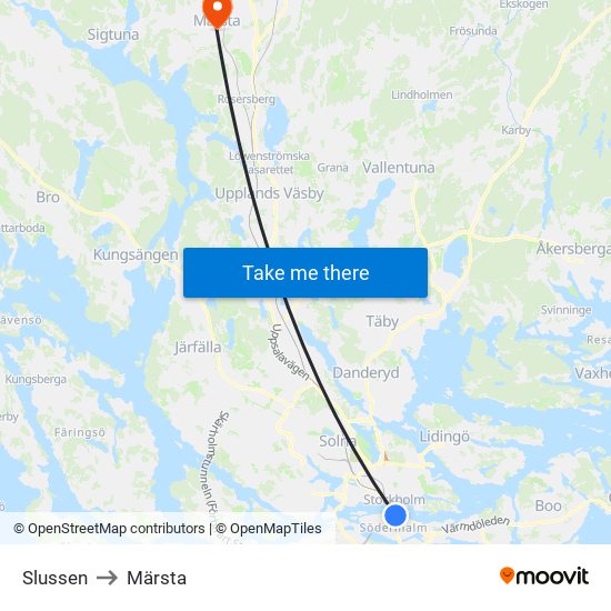Slussen to Märsta map