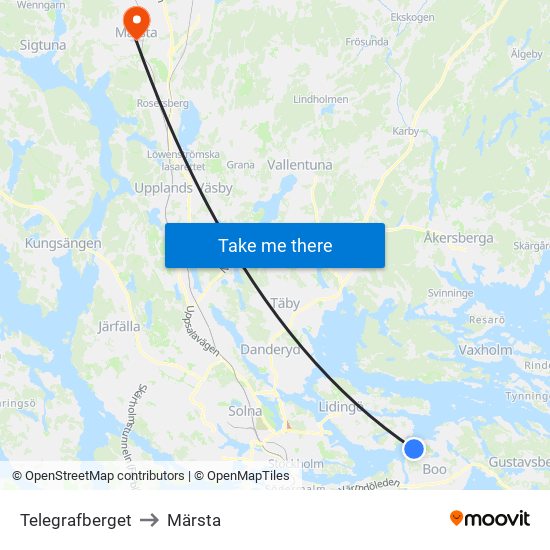 Telegrafberget to Märsta map
