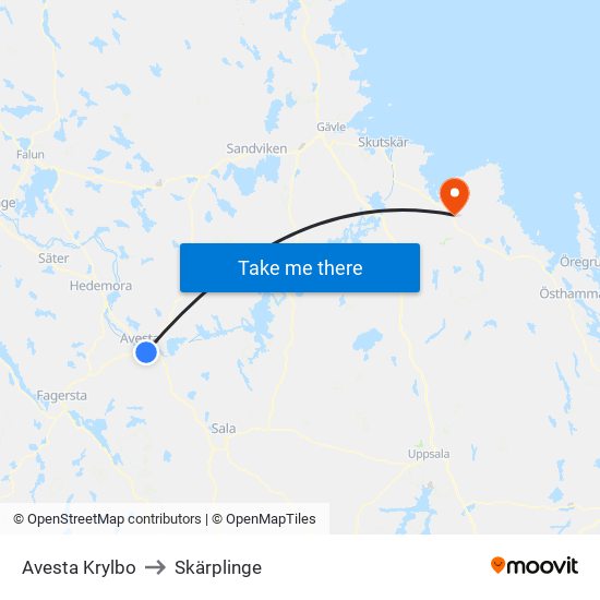 Avesta Krylbo to Skärplinge map