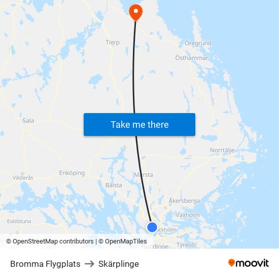 Bromma Flygplats to Skärplinge map