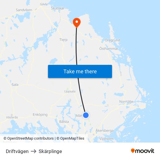 Driftvägen to Skärplinge map