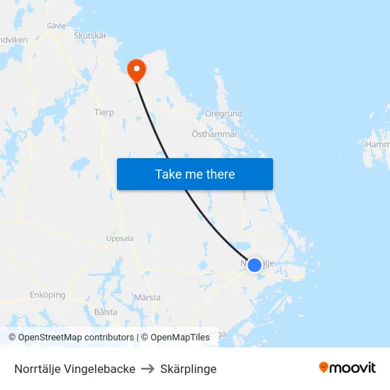 Norrtälje Vingelebacke to Skärplinge map