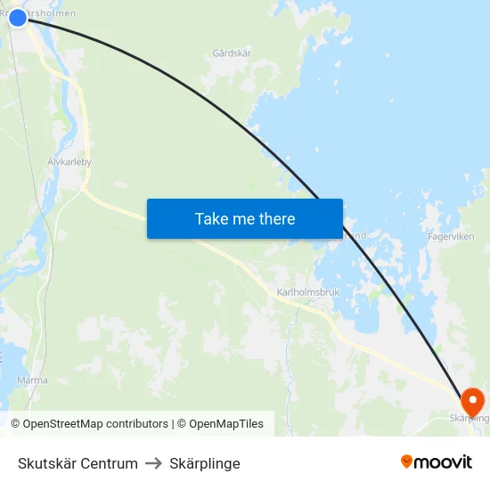 Skutskär Centrum to Skärplinge map