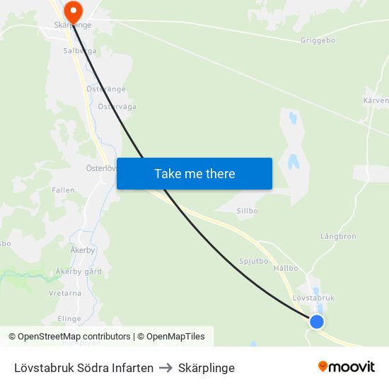 Lövstabruk Södra Infarten to Skärplinge map