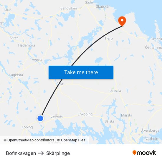 Bofinksvägen to Skärplinge map