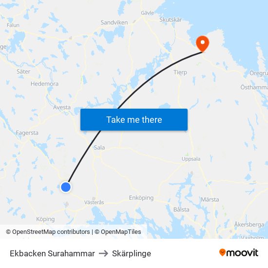 Ekbacken Surahammar to Skärplinge map