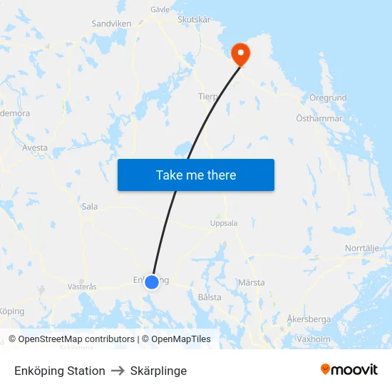 Enköping Station to Skärplinge map