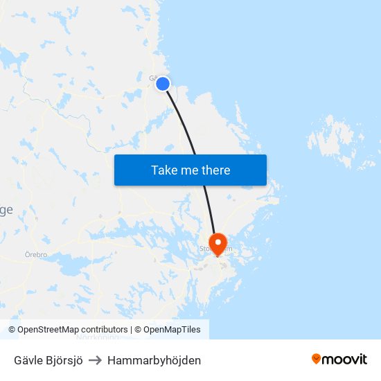 Gävle Björsjö to Hammarbyhöjden map
