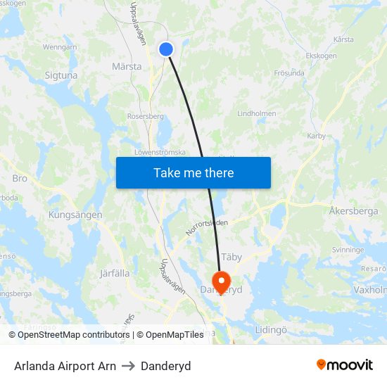 Arlanda Airport Arn to Danderyd map