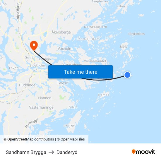 Sandhamn Brygga to Danderyd map