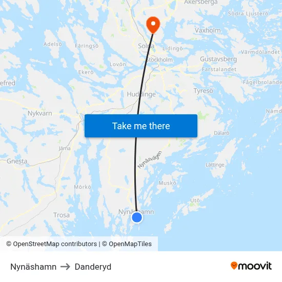 Nynäshamn to Danderyd map