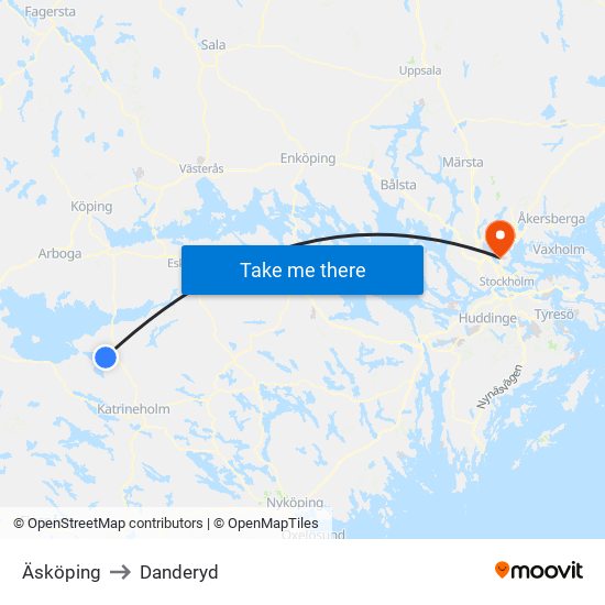 Äsköping to Danderyd map